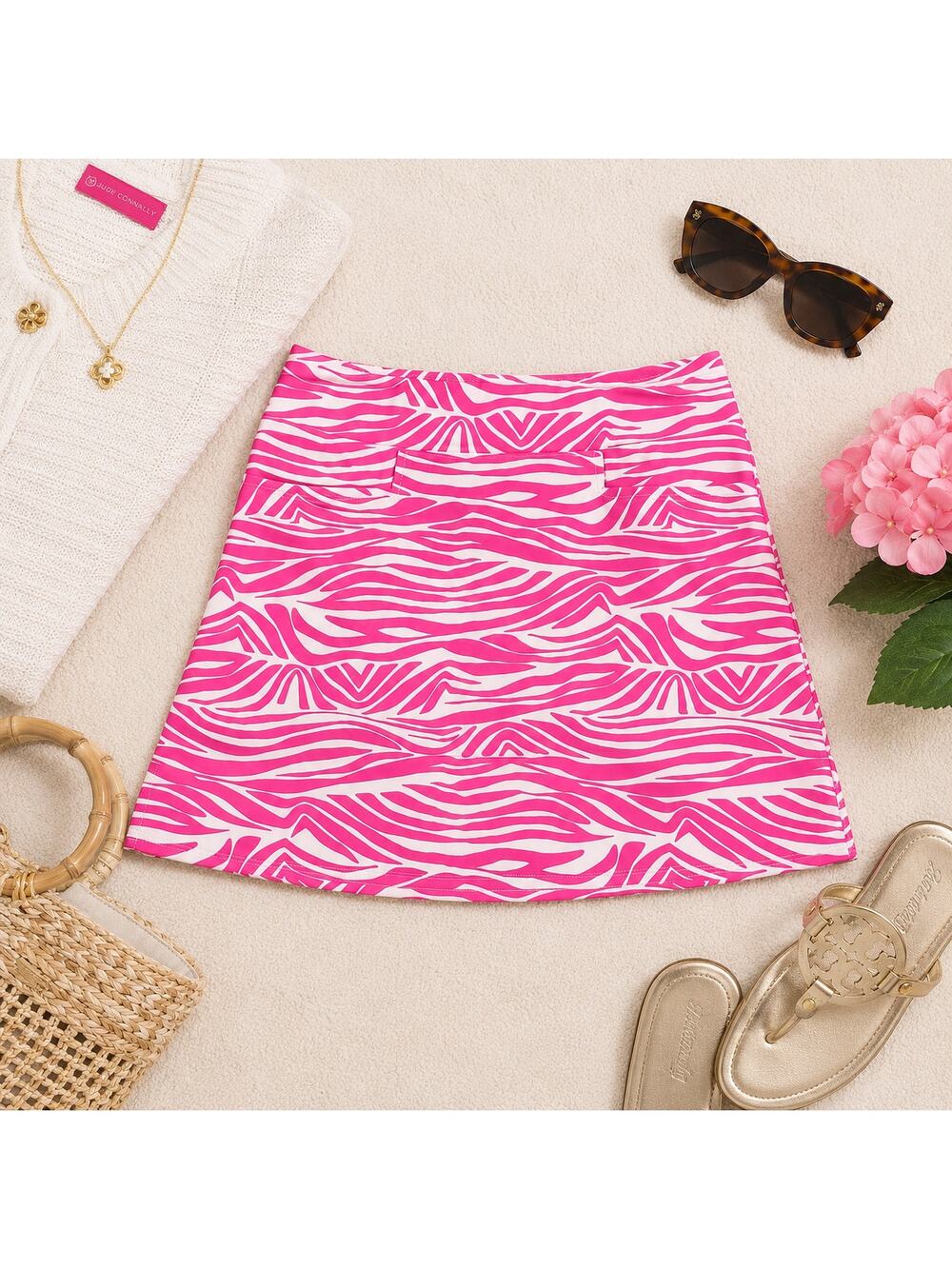 Jude Connally Pink Zebra Print Skirt Size Small Preppy